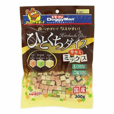 ドギーマン】 ひとくちダイス ササミ ミックス 300g | ペットランド